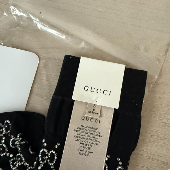 NWT Gucci GG Supreme Crystal Embellished Socks Black - Picture 2 of 7